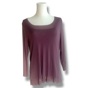 Babette sf layered mesh stretch top 3/4 sleeve in purple size XL